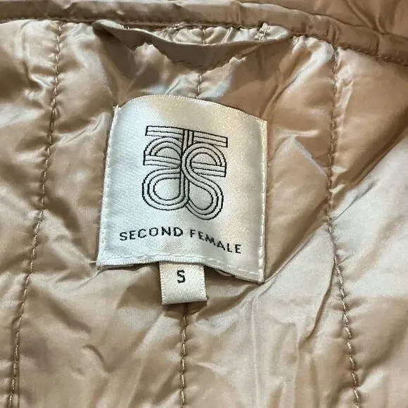 Second Female Quilly Anorak Quilted Jacket Silver Mink Funnel Neck S Minimalist - Picture 6 of 13